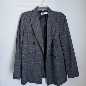 Zara Charcoal Double-Breasted Blazer